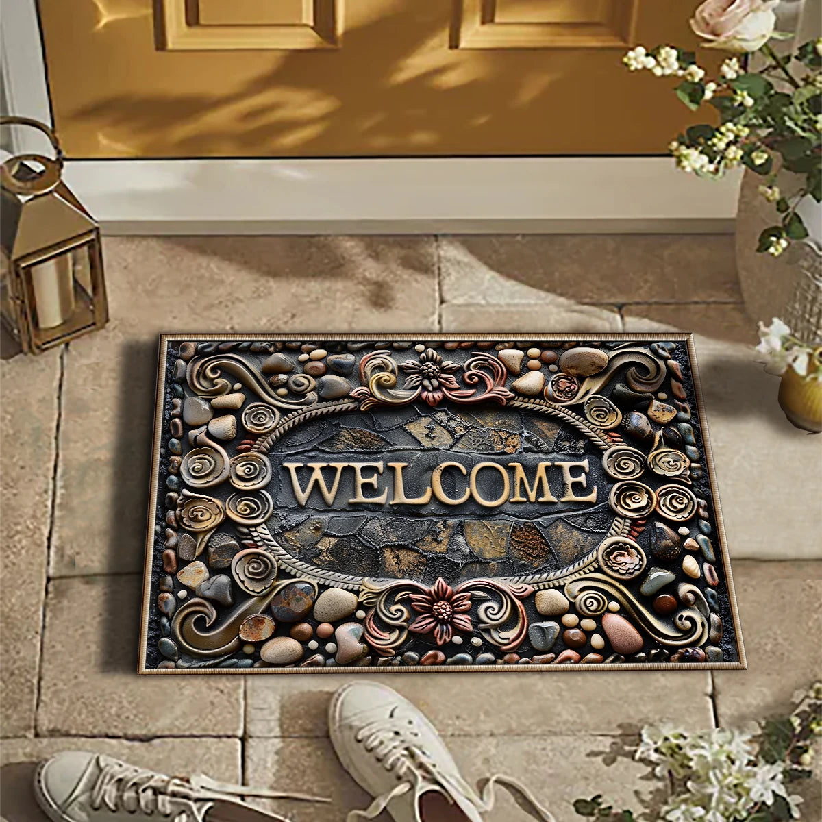 Luxury Vintage Doormat - Washable Low-Pile Rug for Entrance & Hallway