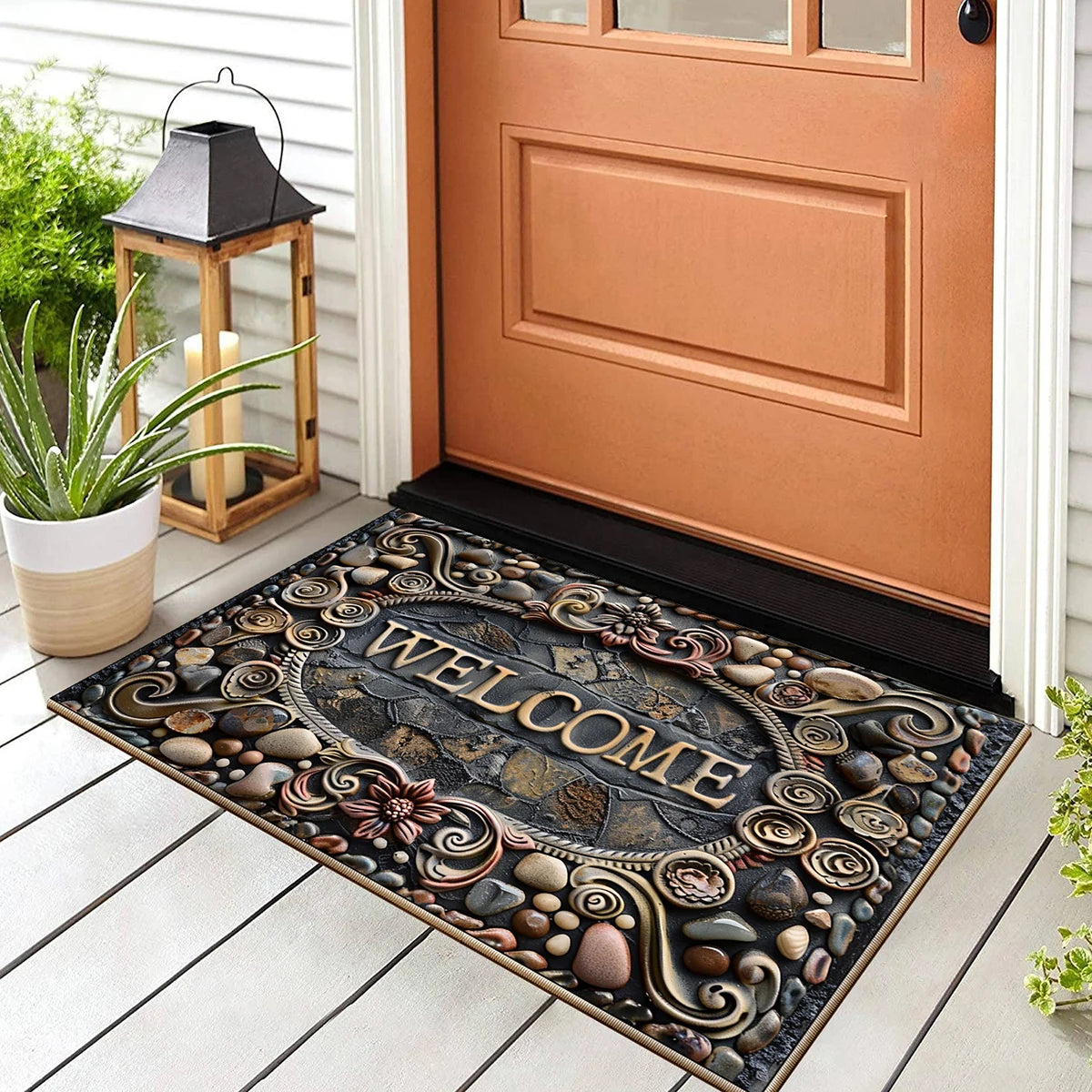 Luxury Vintage Doormat - Washable Low-Pile Rug for Entrance & Hallway