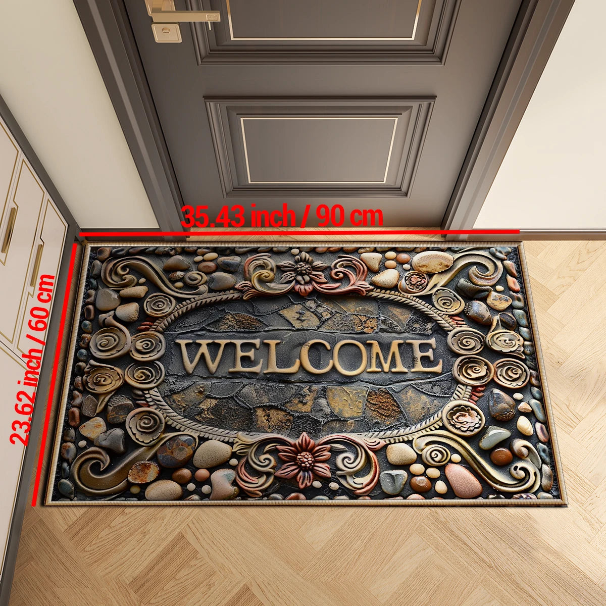 Luxury Vintage Doormat - Washable Low-Pile Rug for Entrance & Hallway