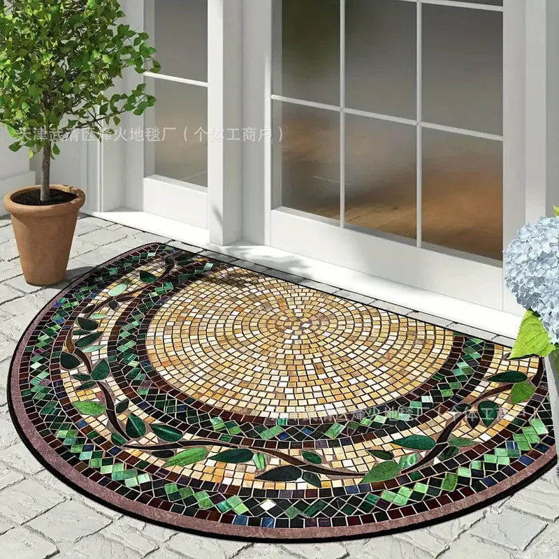 Soft Flannel Half-Moon Doormat - Plush & Comfortable for Indoor Entrance