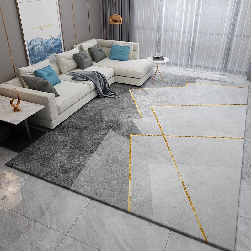 Geometric Living Room Rug - Light Luxury Carpet, Dirt-Resistant & Easy to Clean