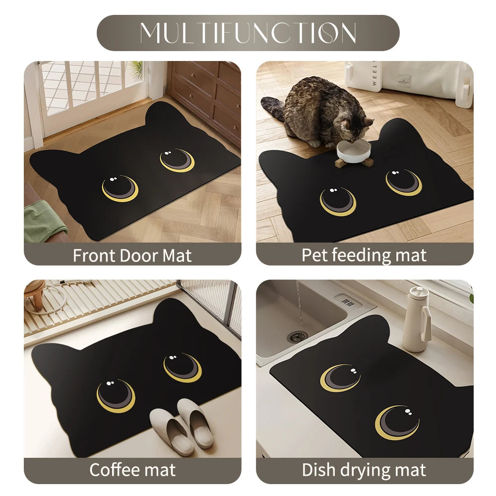 Cute Black Cat Diatom Mud Bath Mat - Quick-Dry, Anti-Skid & Super Absorbent