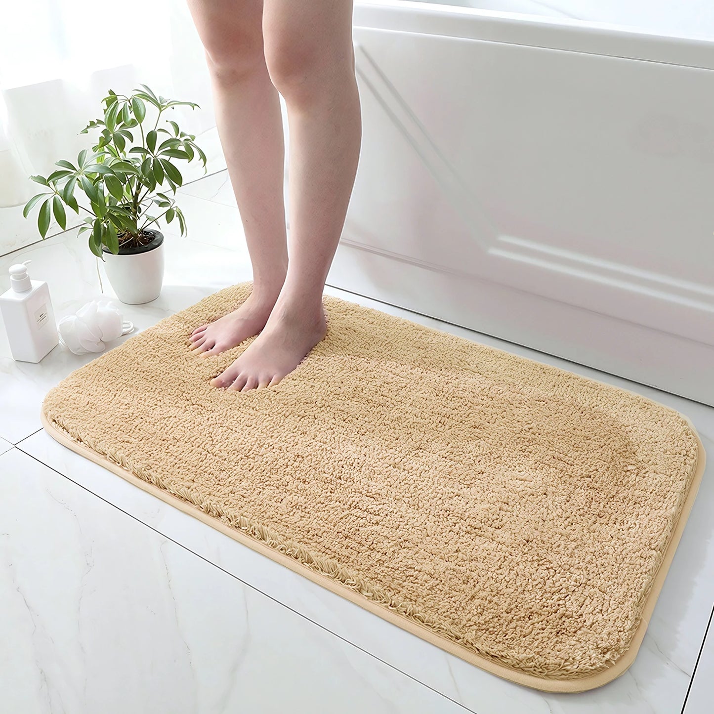 Super Plush Bath Rug - Ultra Absorbent & Non-Slip Bathroom Floor Mat, Machine Washable