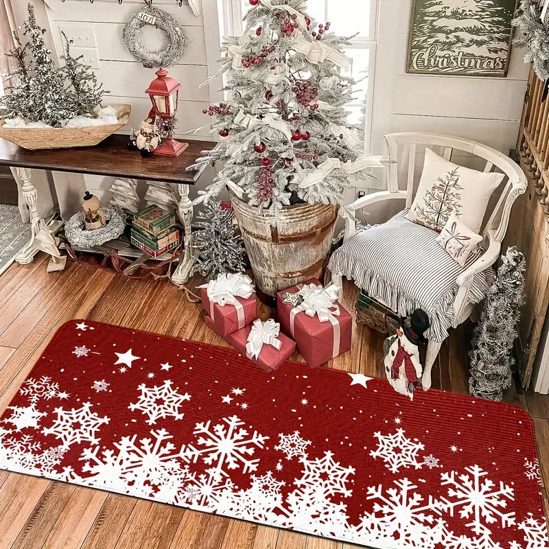 Christmas Kitchen Mat 3-Piece Set - Non-Slip Holiday Floor Mats for Hallway & Entry