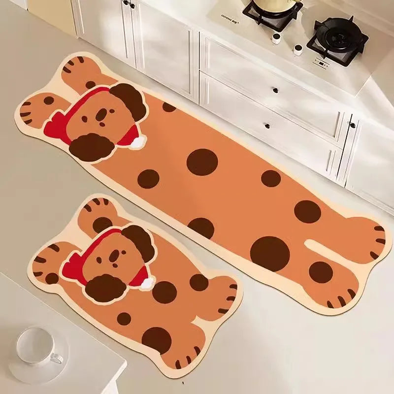 Cute Cat Diatomite Mat Set - Absorbent & Non-Slip Kitchen Floor Mats, Stain-Resistant