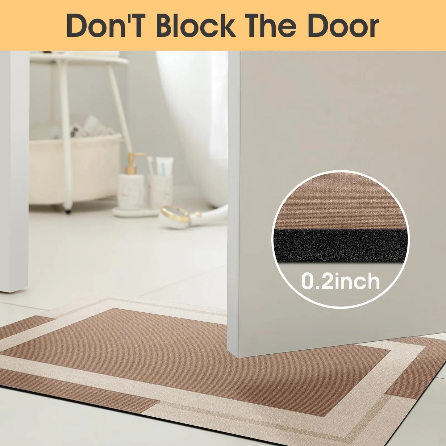 Machine Washable Bath Mat - Ultra Absorbent & Non-Slip with Rubber Backing