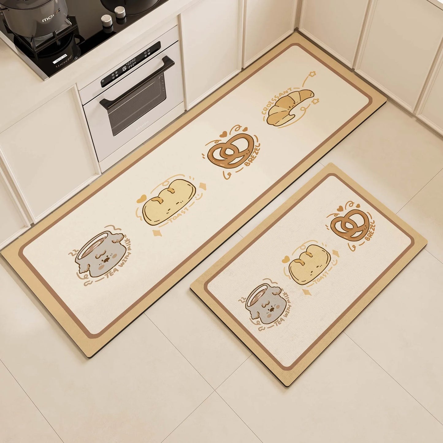 Oil-Resistant Kitchen Mat 2-Piece Set - Anti-Slip & Easy Wipe Clean