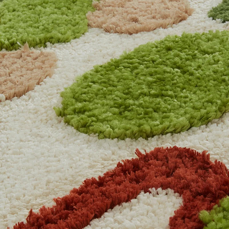 Green Moss Tufted Rug - Irregular Soft Carpet for Kids Room & Nursery Floor