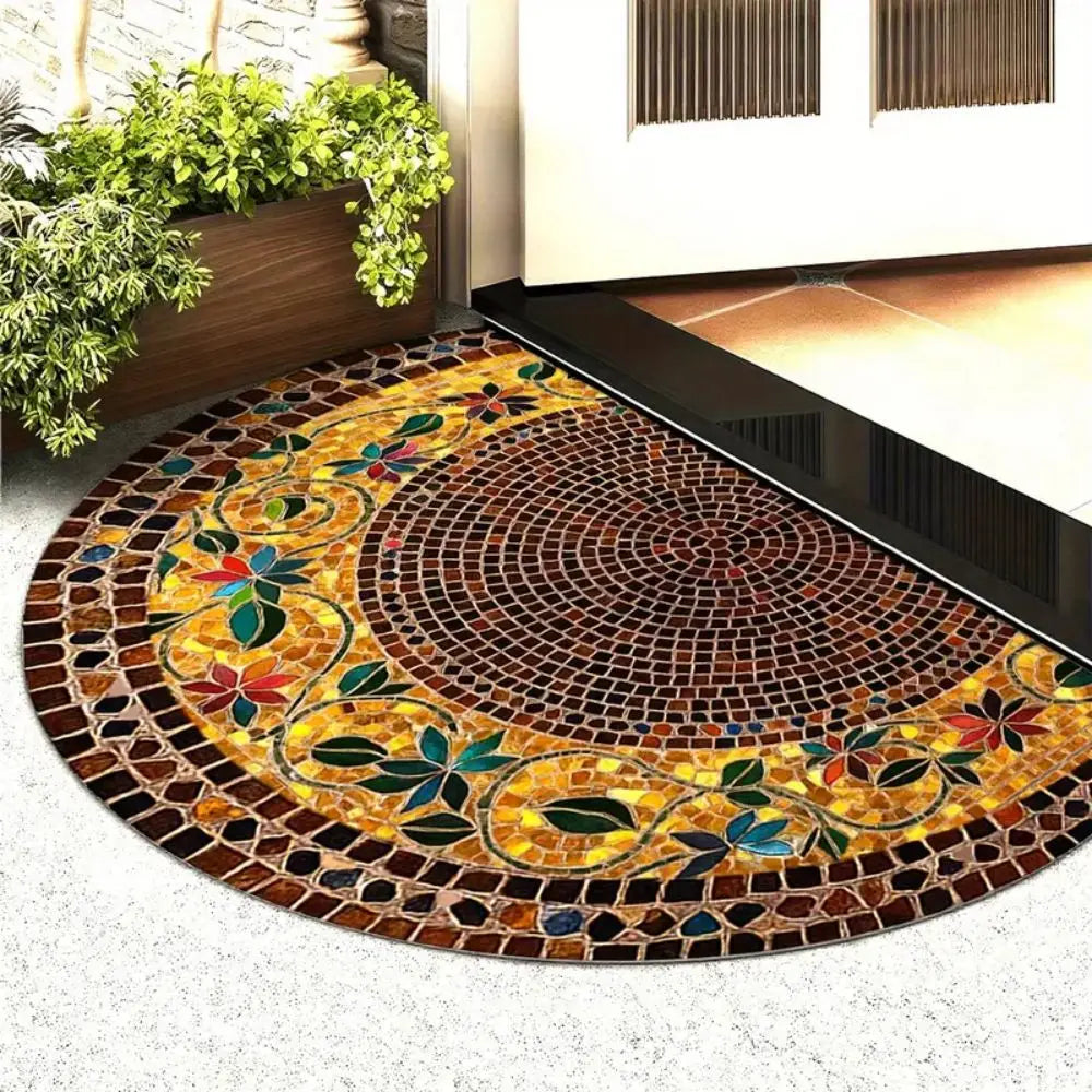 Winter Floral Doormat - Soft & Absorbent European Style Rug for Entrance & Bathroom