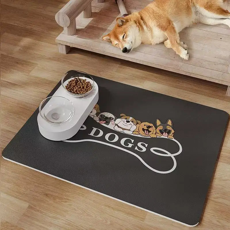 Diatomite Pet Feeding Mat - Absorbent, Leak-Proof & Easy Wipe Clean Tray