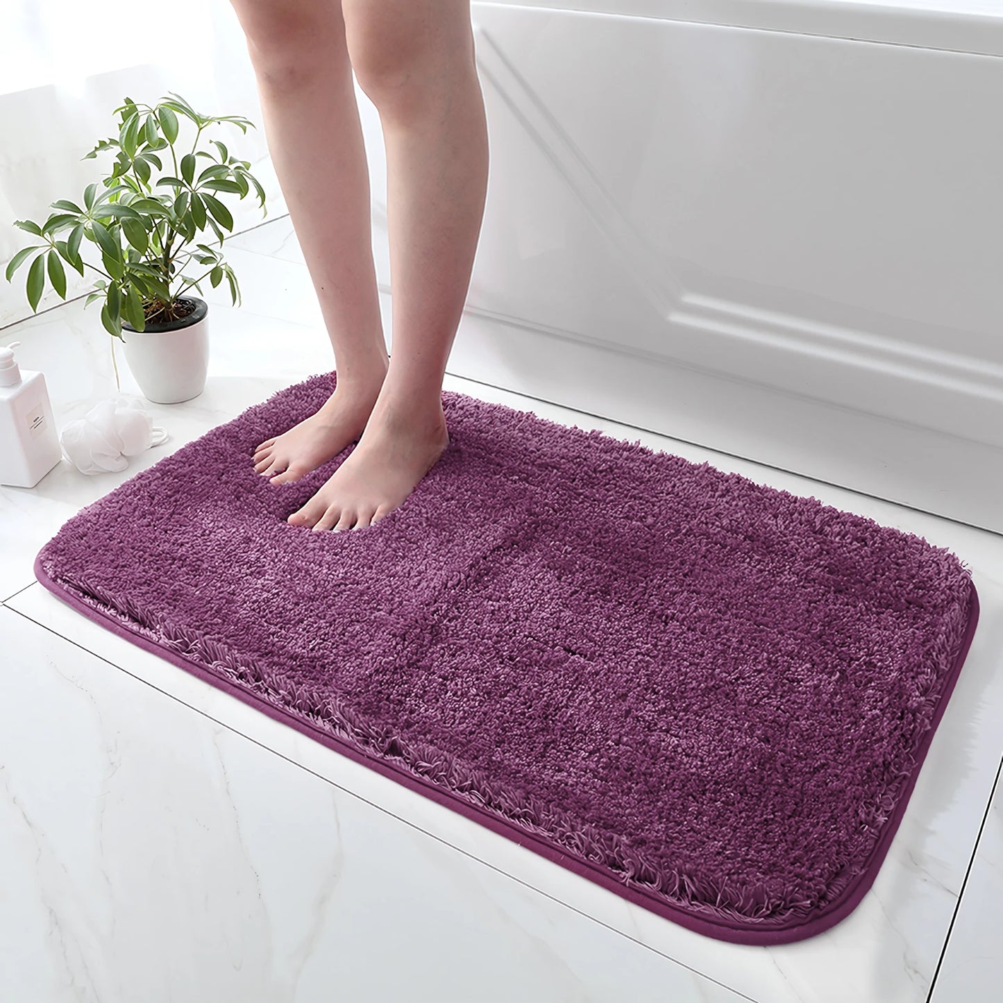 Super Plush Bath Rug - Ultra Absorbent & Non-Slip Bathroom Floor Mat, Machine Washable