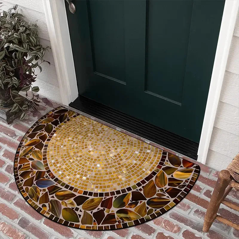 Soft Flannel Half-Moon Doormat - Plush & Comfortable for Indoor Entrance