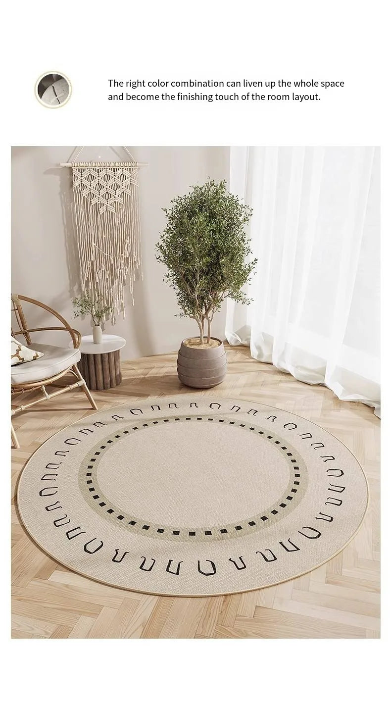Modern Round Faux Wool Rug - Non-Slip & Washable Area Carpet for Living Room