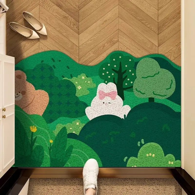 Scraper Doormat for Entrances - Anti-Slip & Dirt-Trapping "Silk Circle" Design