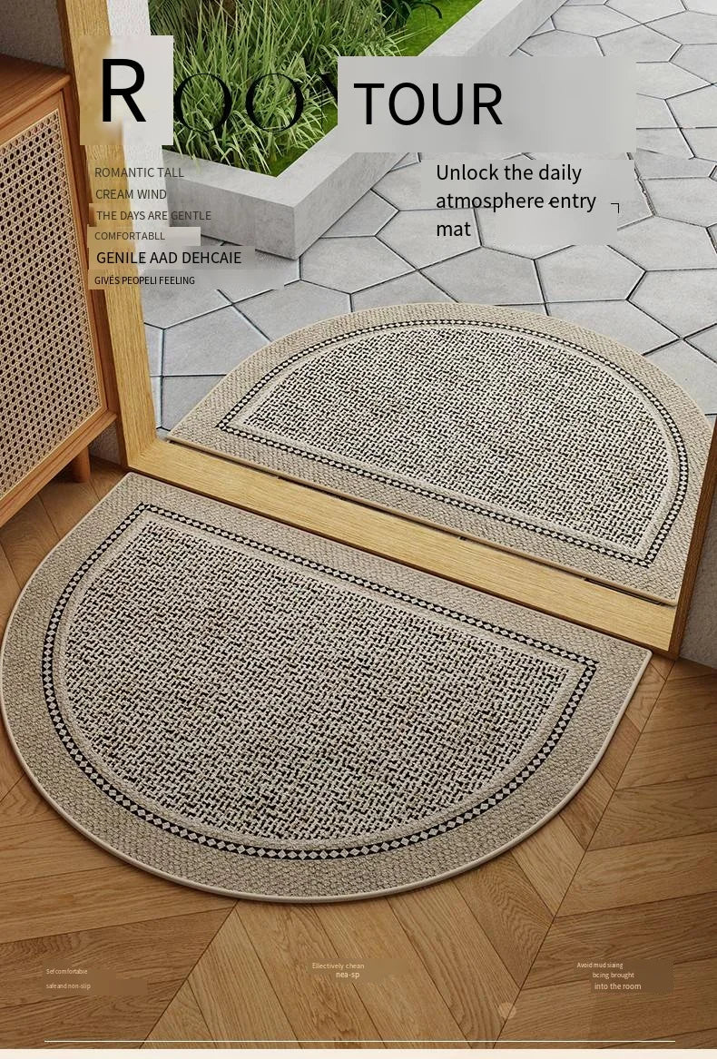 Luxury Half-Moon Velvet Doormat - Waterproof & Non-Slip for Entrance