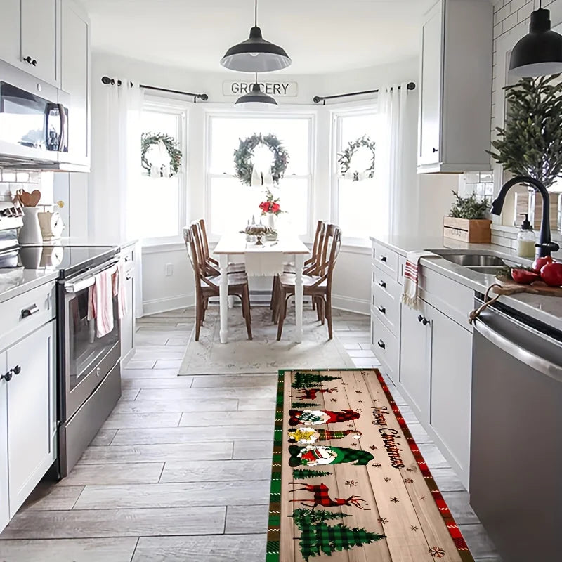 Christmas Kitchen Mat (1 or 2-Pack) - Anti-Slip & Washable Festive Floor Rug