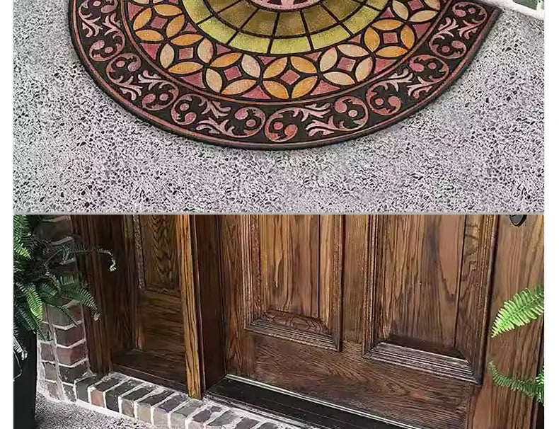 Semi-Circular Outdoor Doormat - Welcome Garden Rug for Entrance & Patio