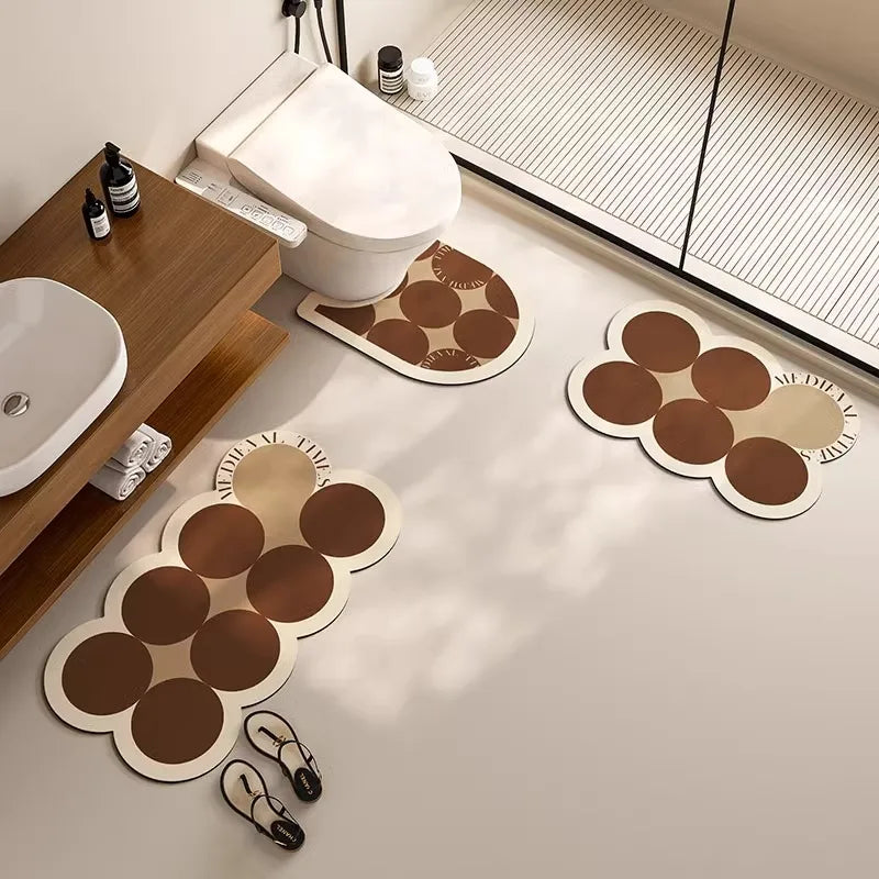 U-Shaped Toilet Mat 3-Piece Set - PVC, Anti-Slip & Water-Absorbent