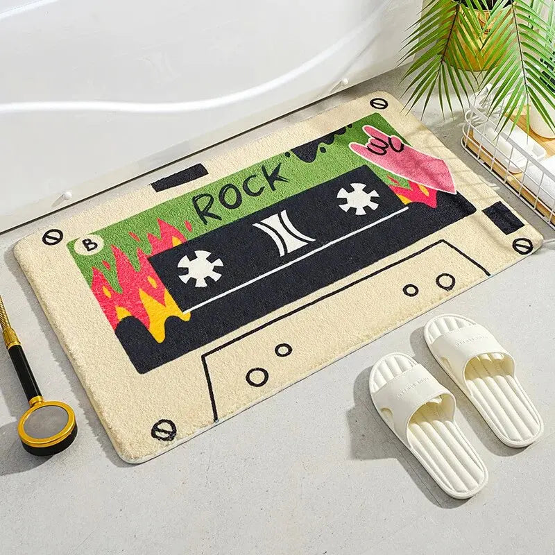 Cartoon Music Tape Doormat - Waterproof & Non-Slip Entrance Mat for Balcony & Bathroom