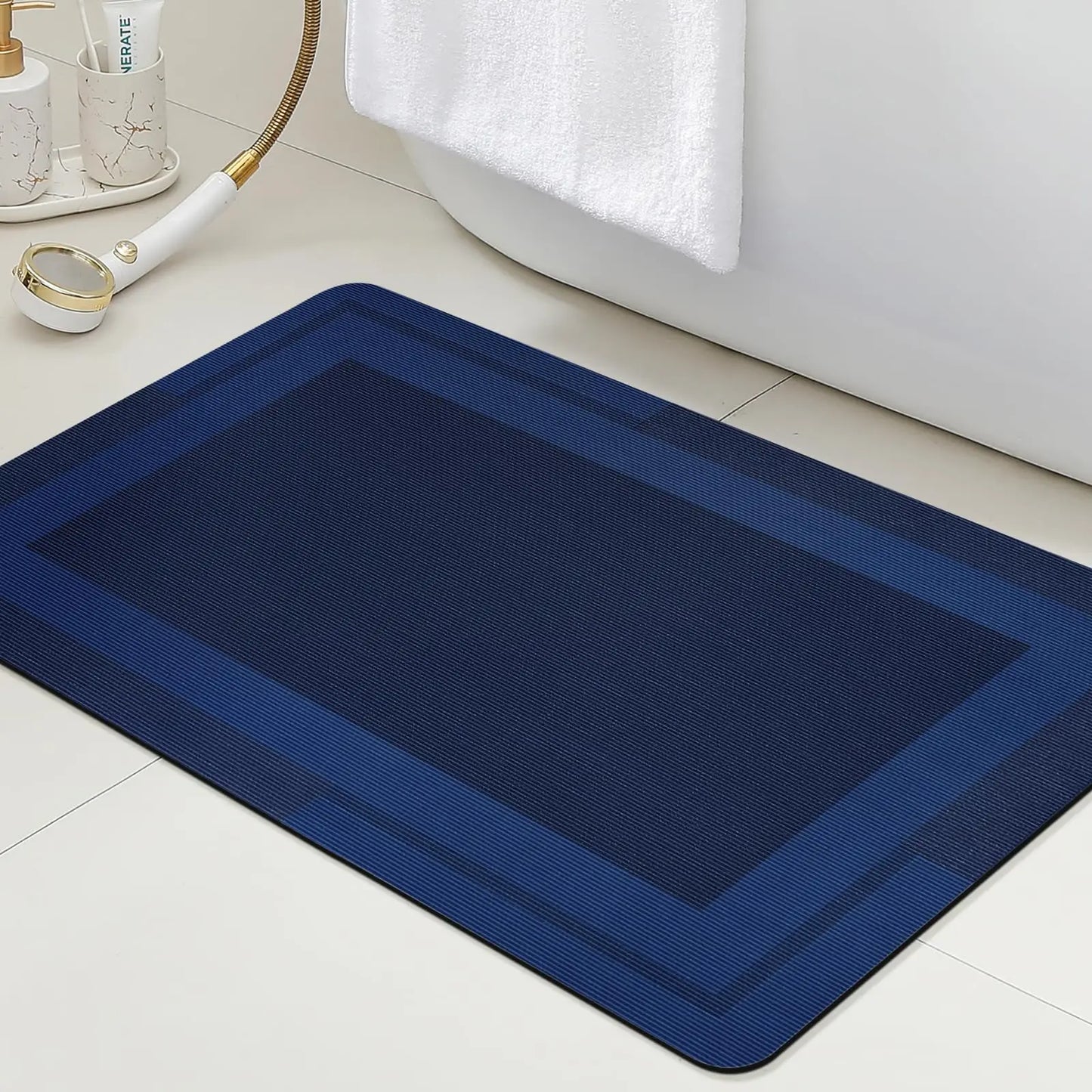 Machine Washable Bath Mat - Ultra Absorbent & Non-Slip with Rubber Backing