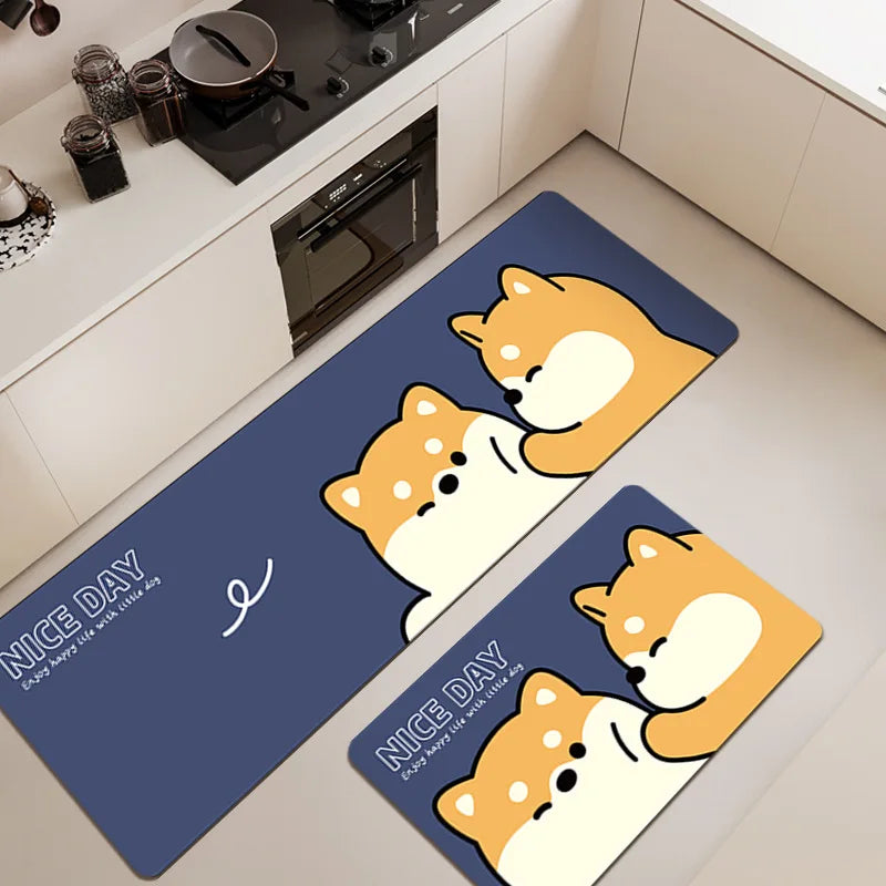 Cartoon Diatomite Kitchen Mat - Oil & Water Absorbent, Non-Slip Floor Pad