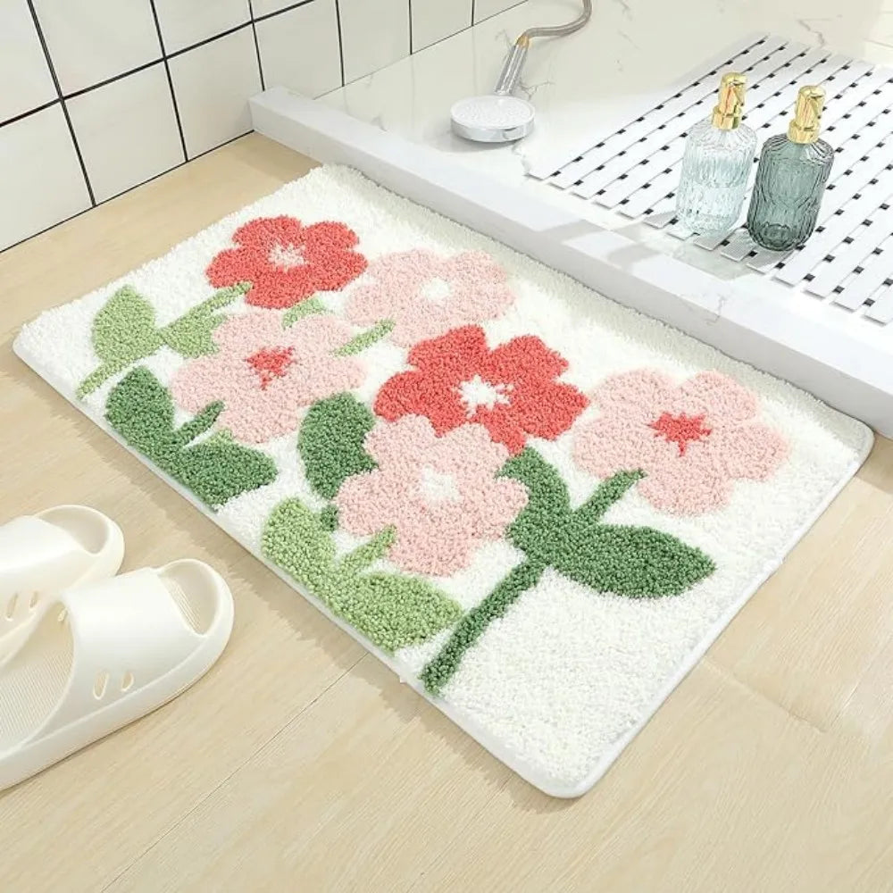 Floral Faux Cashmere Rug - Plush & Soft Carpet for Living Room and Bedroom