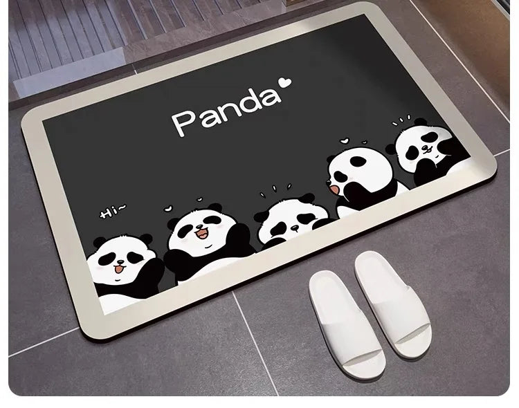 Cute Panda Diatomite Bath Mat - Super Absorbent & Non-Slip Bathroom Rug