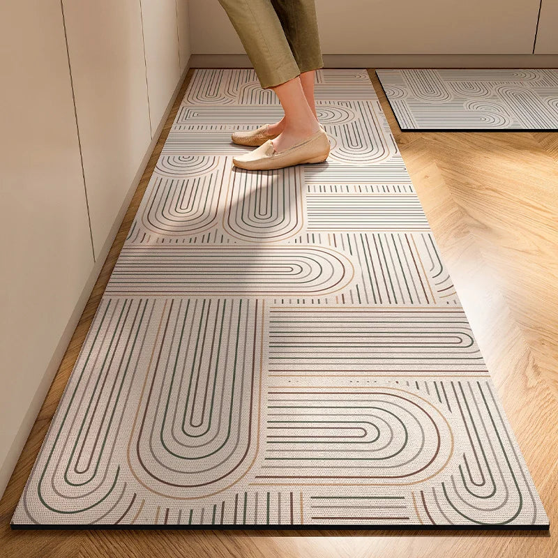 Wabi-Sabi Kitchen Mat - Oil-Resistant & Absorbent Diatomite Floor Pad, Non-Slip