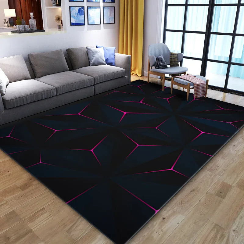 Grid Pattern Washable Rug - Super Soft & Non-Slip Area Carpet for Modern Living Room