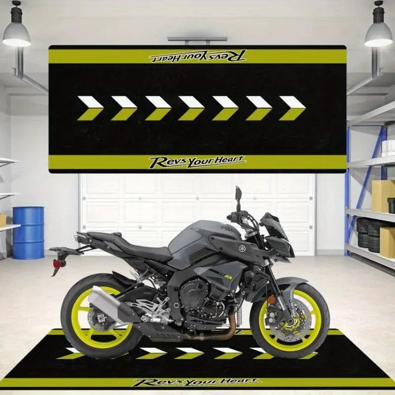 Motorcycle Display Mat - Dirt-Resistant Rug for Man Cave, Garage & Bedroom