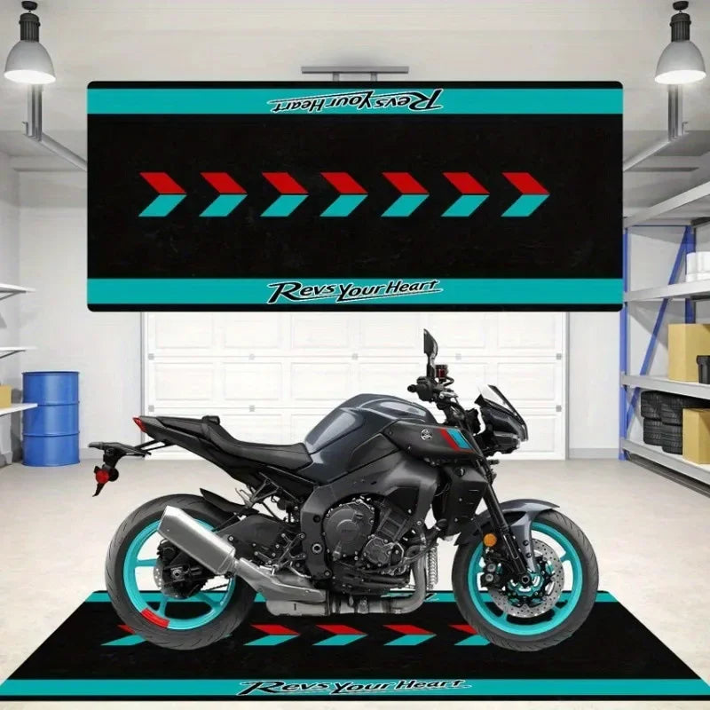 Motorcycle Display Mat - Dirt-Resistant Rug for Man Cave, Garage & Bedroom