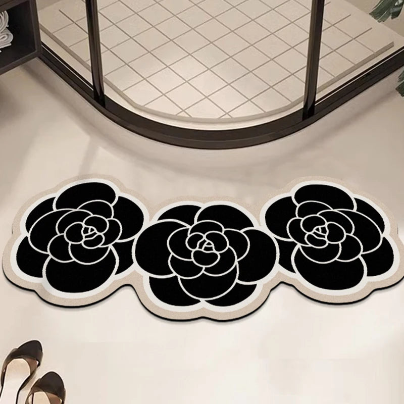 Floral Bath Mat Set of 3 - Absorbent & Non-Slip Bathroom Rugs, Light Luxury Decor