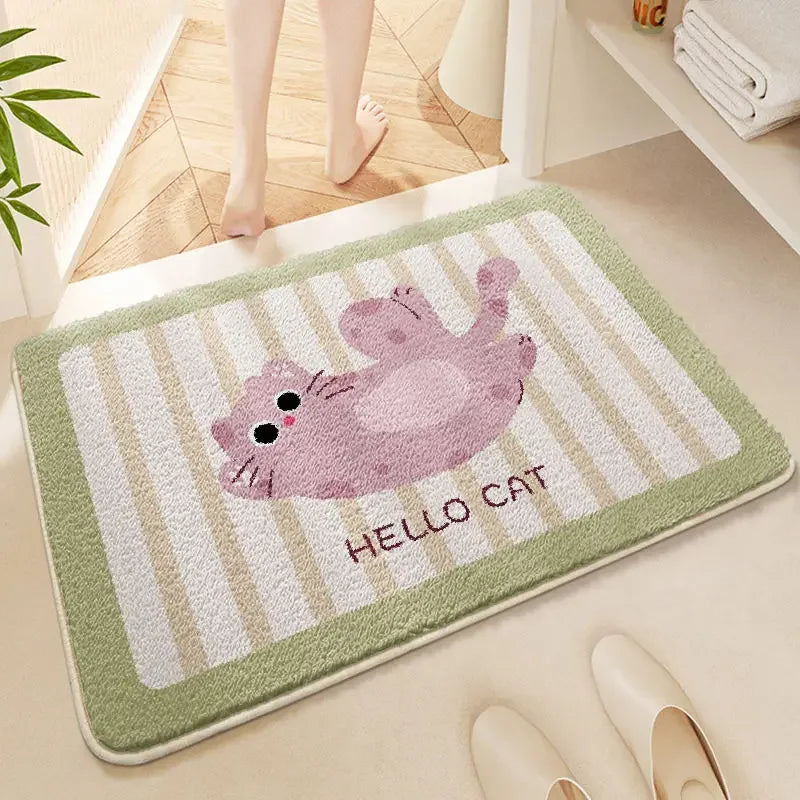 Plush Absorbent Mat - Non-Slip Faux Cashmere Rug for Bathroom & Bedroom Door