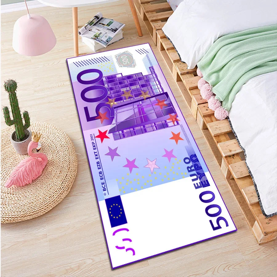US Dollar Bill Runner Rug - Creative Long Strip Carpet for Hallway & Bedroom