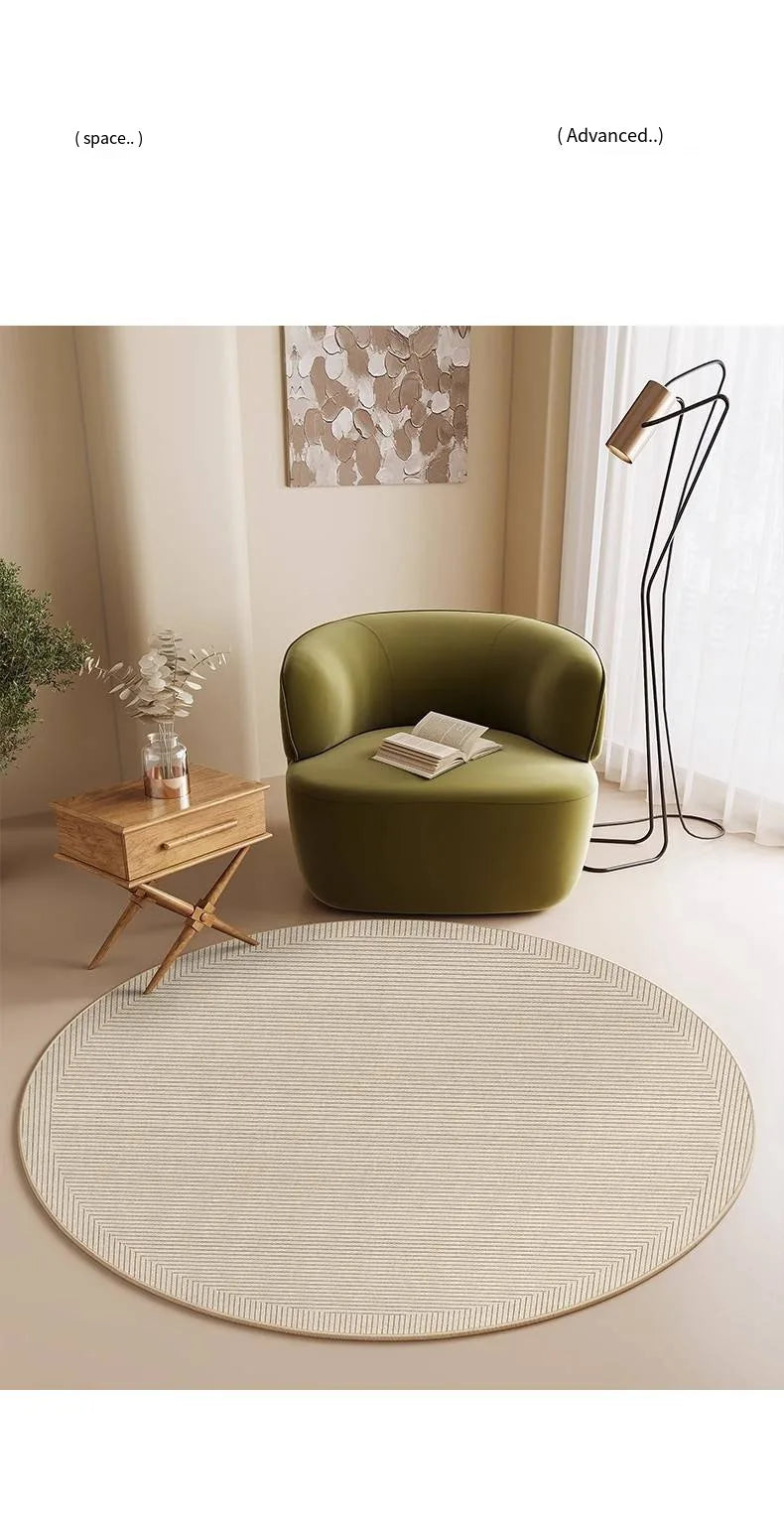 Modern Round Faux Wool Rug - Non-Slip & Washable Area Carpet for Living Room