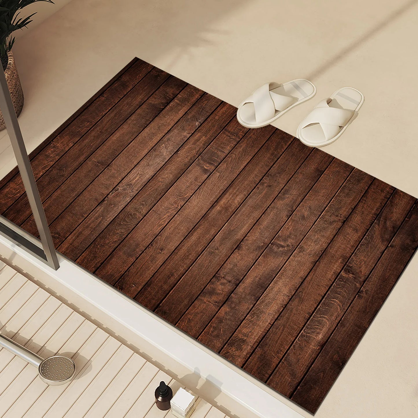 Country Wood Grain Doormat - Quick-Dry & Non-Slip for Bathroom & Entrance