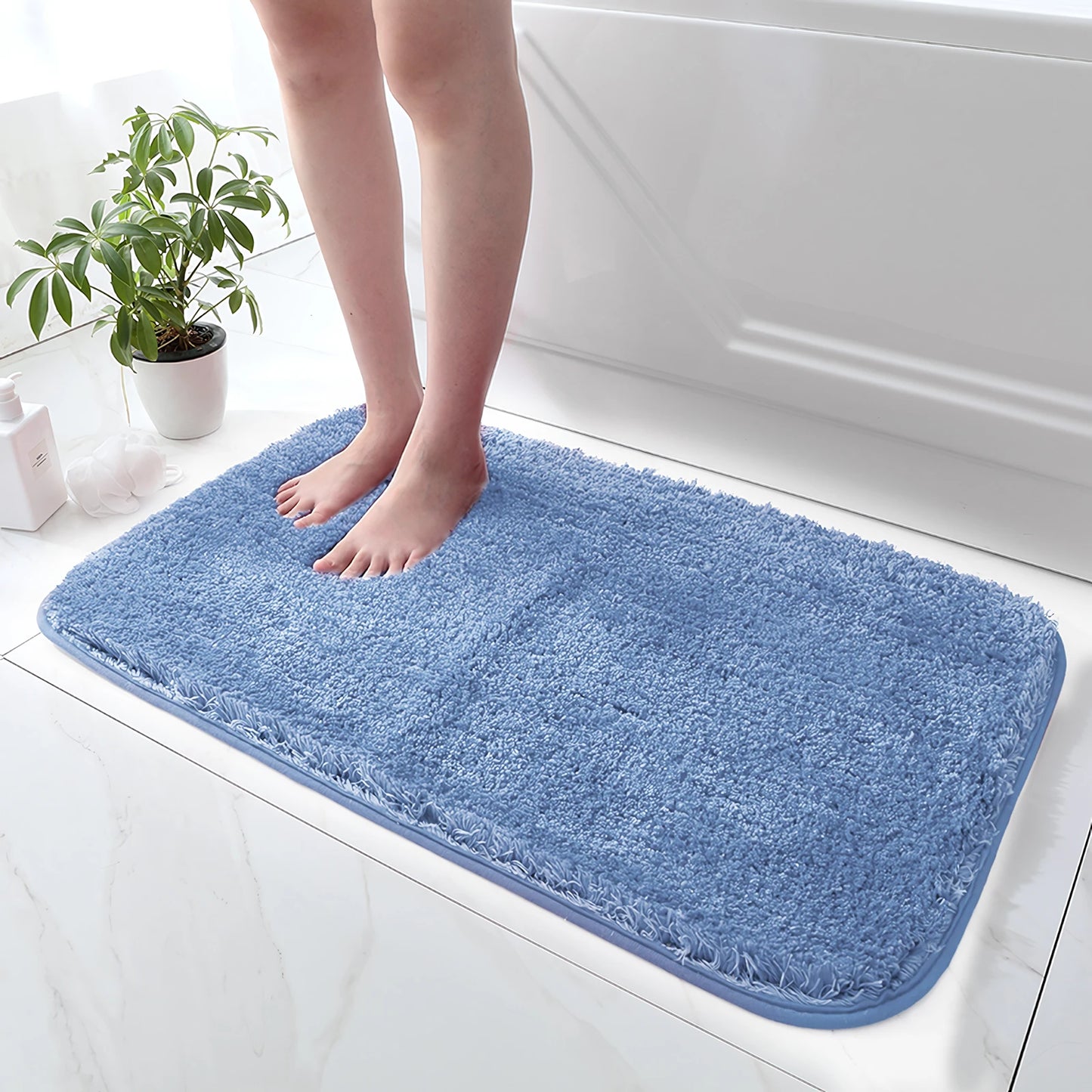 Super Plush Bath Rug - Ultra Absorbent & Non-Slip Bathroom Floor Mat, Machine Washable