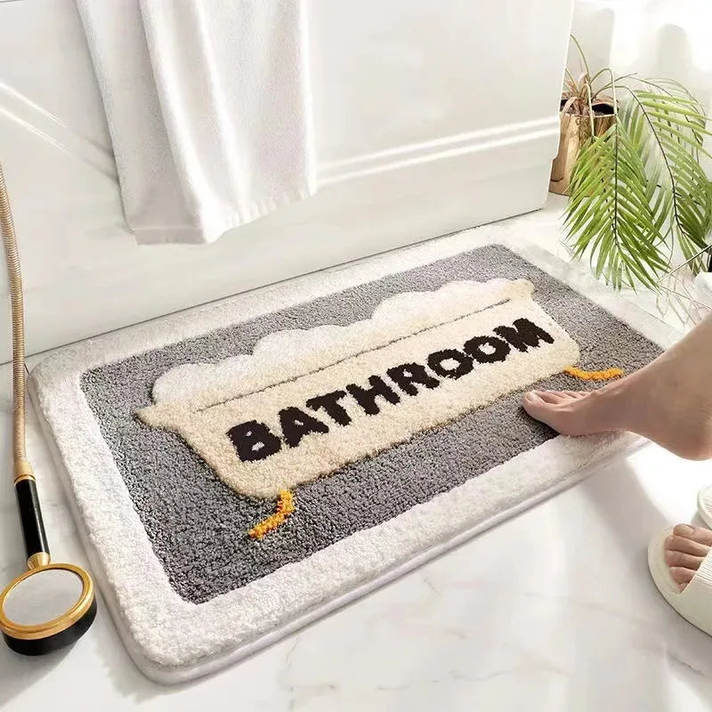 Cartoon Plush Bath Mat - Super Absorbent & Non-Slip Faux Cashmere Rug