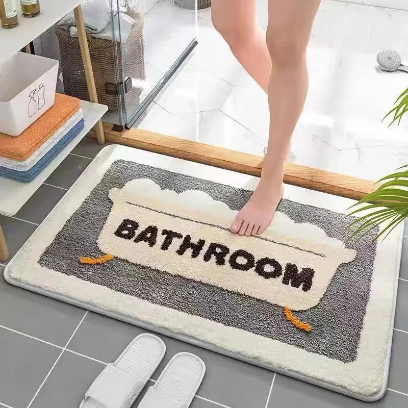 Cartoon Plush Bath Mat - Super Absorbent & Non-Slip Faux Cashmere Rug