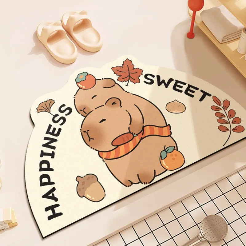 Capybara Diatomite Bath Mat - Quick-Dry, Absorbent & Non-Slip Bathroom Floor Rug