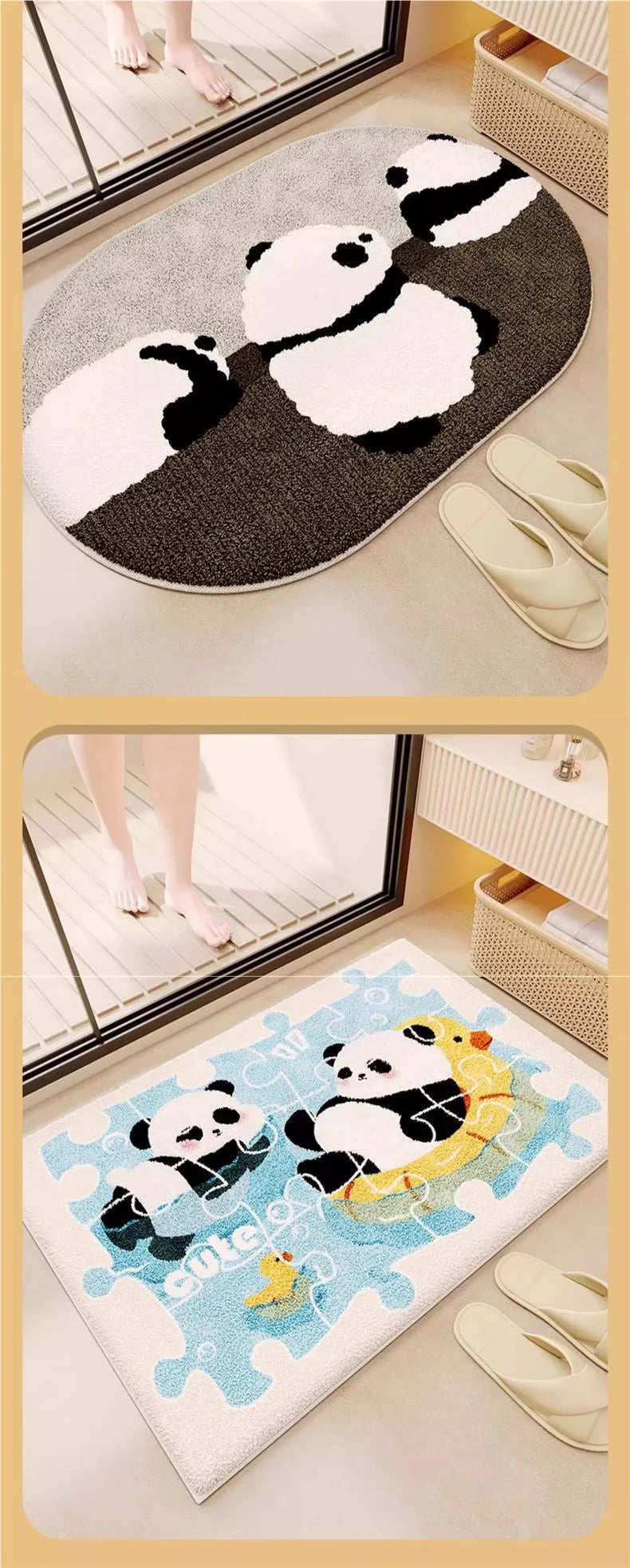 Panda Plush Bath Mat - Super Absorbent & Non-Slip Faux Cashmere Rug