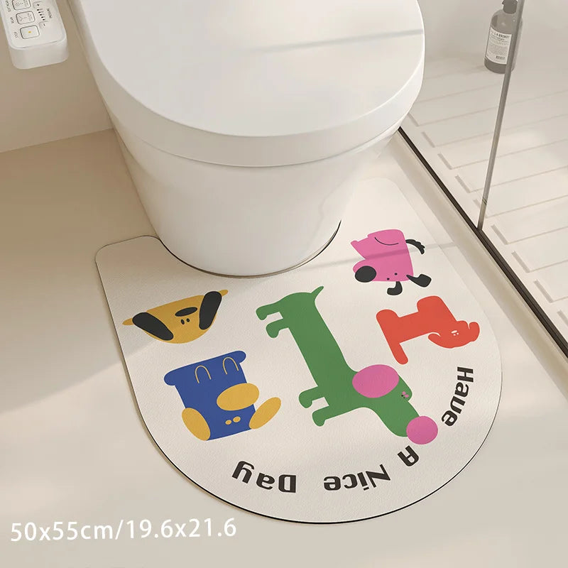 Summer Cartoon Diatomite Bath Mat - Quick-Dry, Absorbent & Non-Slip