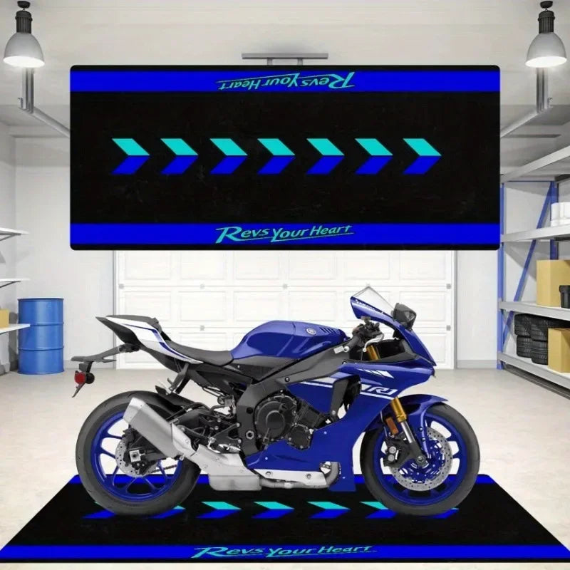 Motorcycle Display Mat - Dirt-Resistant Rug for Man Cave, Garage & Bedroom