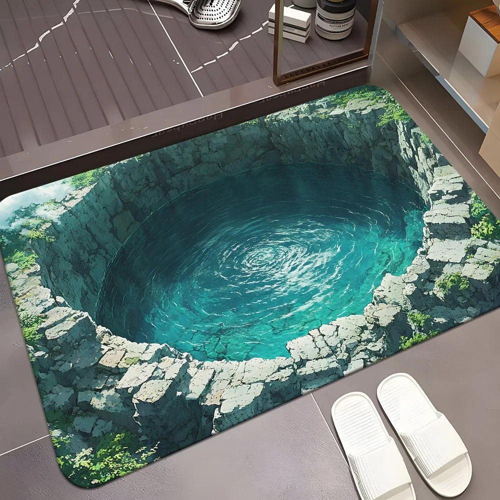 3D Ocean Diatomite Doormat - Water-Absorbent & Non-Slip for Entrance, Kitchen & Bathroom