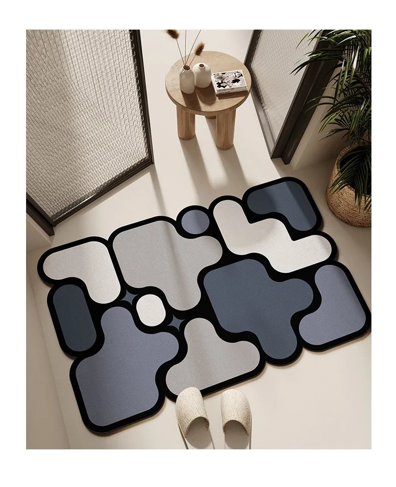 Puzzle Design Diatomite Bath Mat - Quick-Dry, Absorbent & Dirt Resistant
