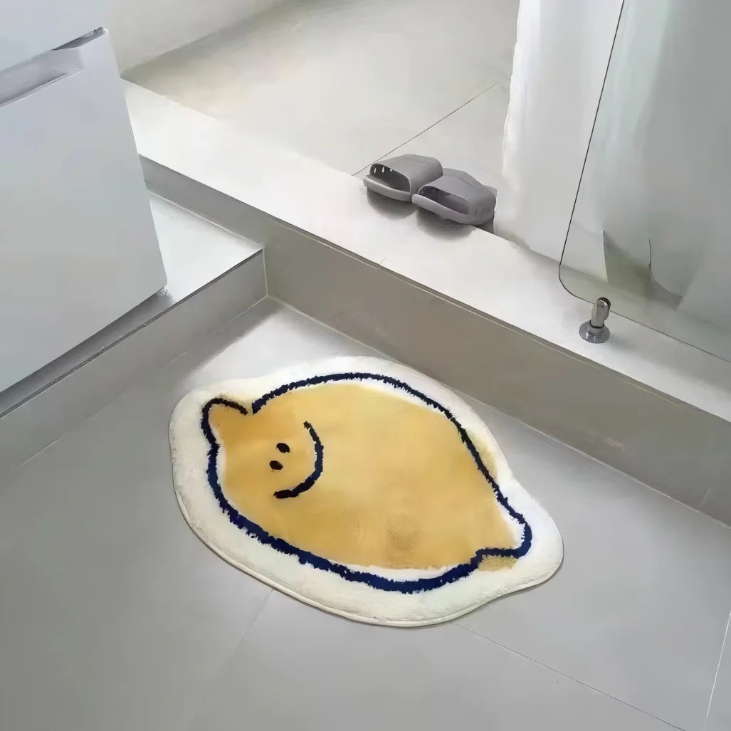 Cartoon Half-Moon Floor Mat - Non-Slip Semi-Circular Rug for Bedroom & Living Room