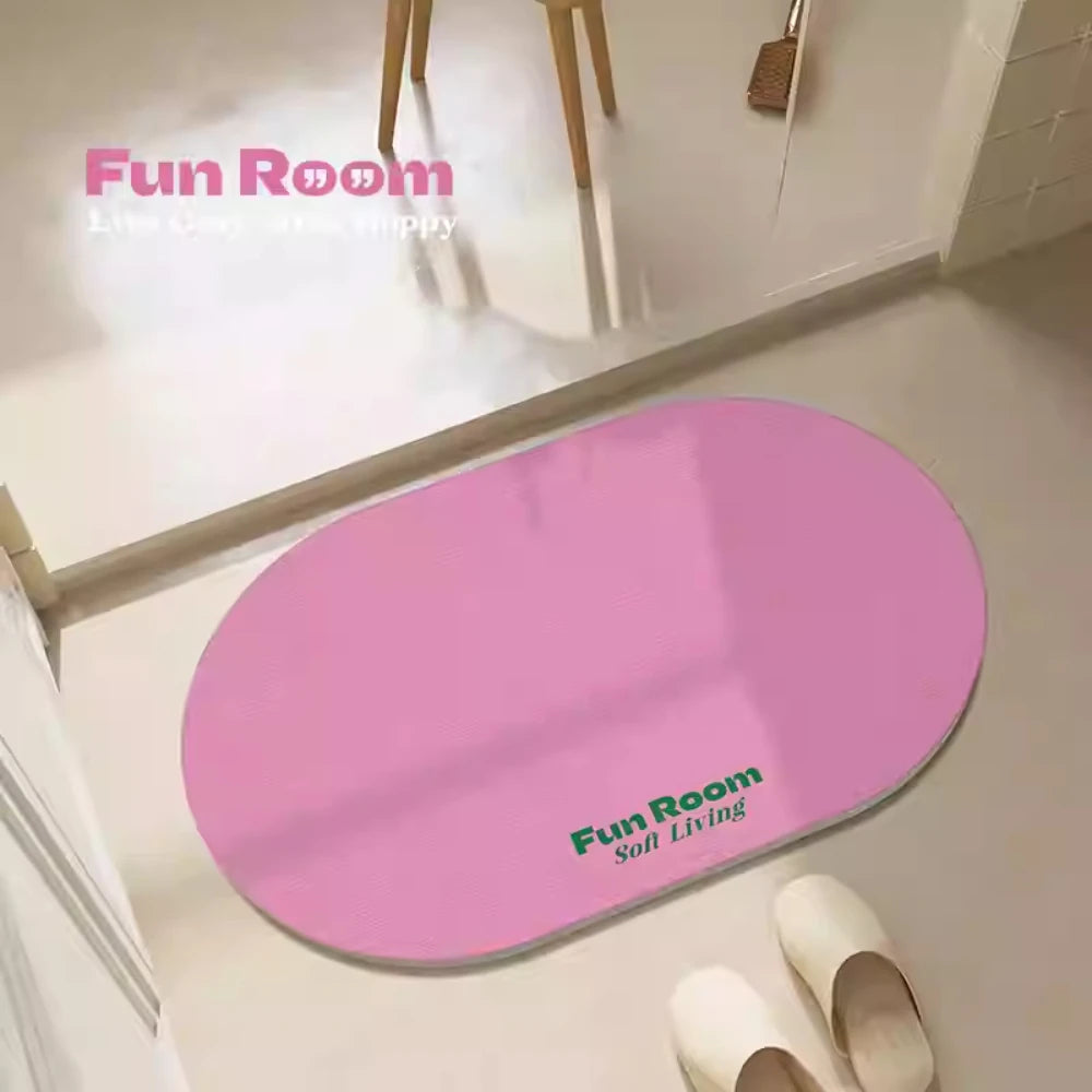 Korean Style Diatomite Bath Mat - Simple Pure Color, Quick-Dry & Non-Slip