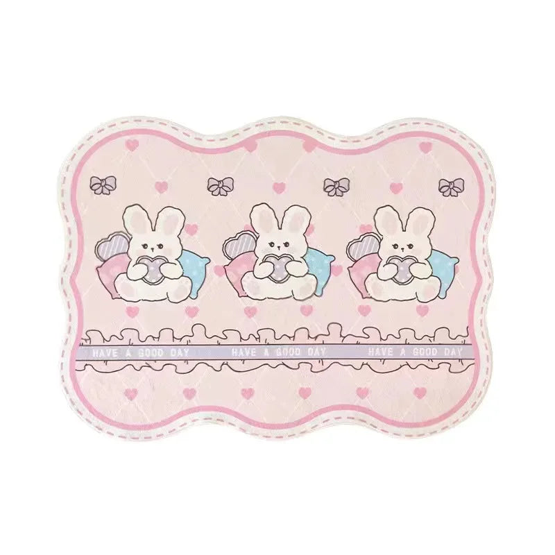 Cute Girl & Heart Print Rug - Soft Faux Cashmere Carpet for Bedroom & Nursery