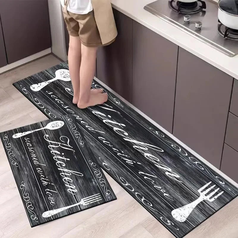 Washable Crystal Velvet Kitchen Mat - Ultra Soft, Non-Slip & Waterproof