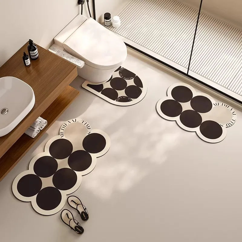 U-Shaped Toilet Mat 3-Piece Set - PVC, Anti-Slip & Water-Absorbent